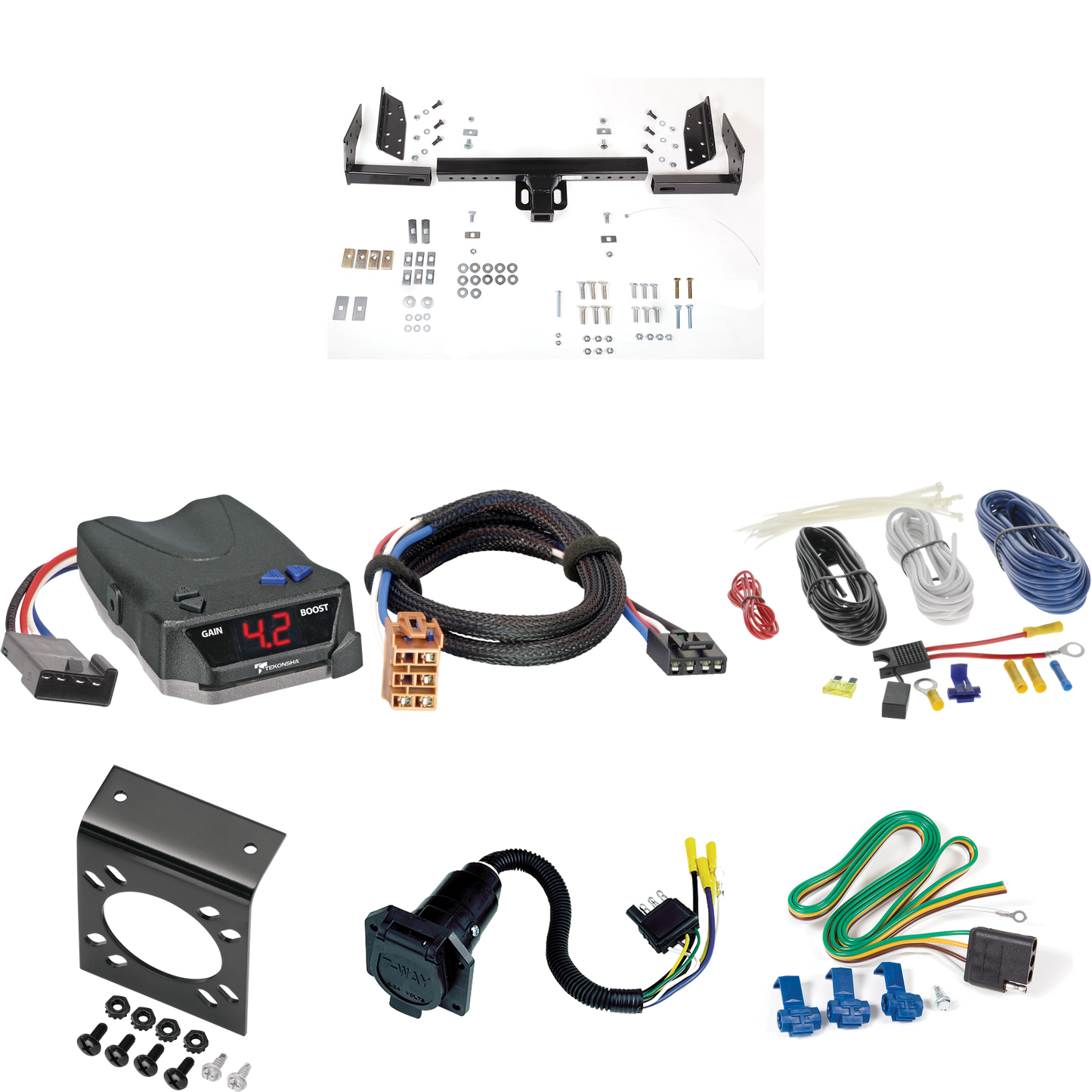 Fits 2000-2000 Chevrolet Tahoe Trailer Hitch Tow PKG w/ Tekonsha BRAKE-EVN Brake Control + Plug & Play BC Adapter + 7-Way RV Wiring By Reese Towpower