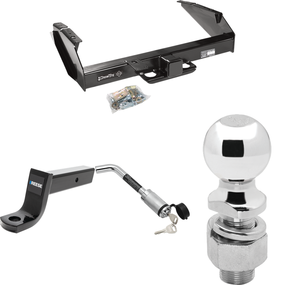 Fits 1987-1996 Ford F-350 Trailer Hitch Tow PKG w/ Ball Mount w/ 5" Drop + Hitch Lock + 2-5/16" Ball By Draw-Tite