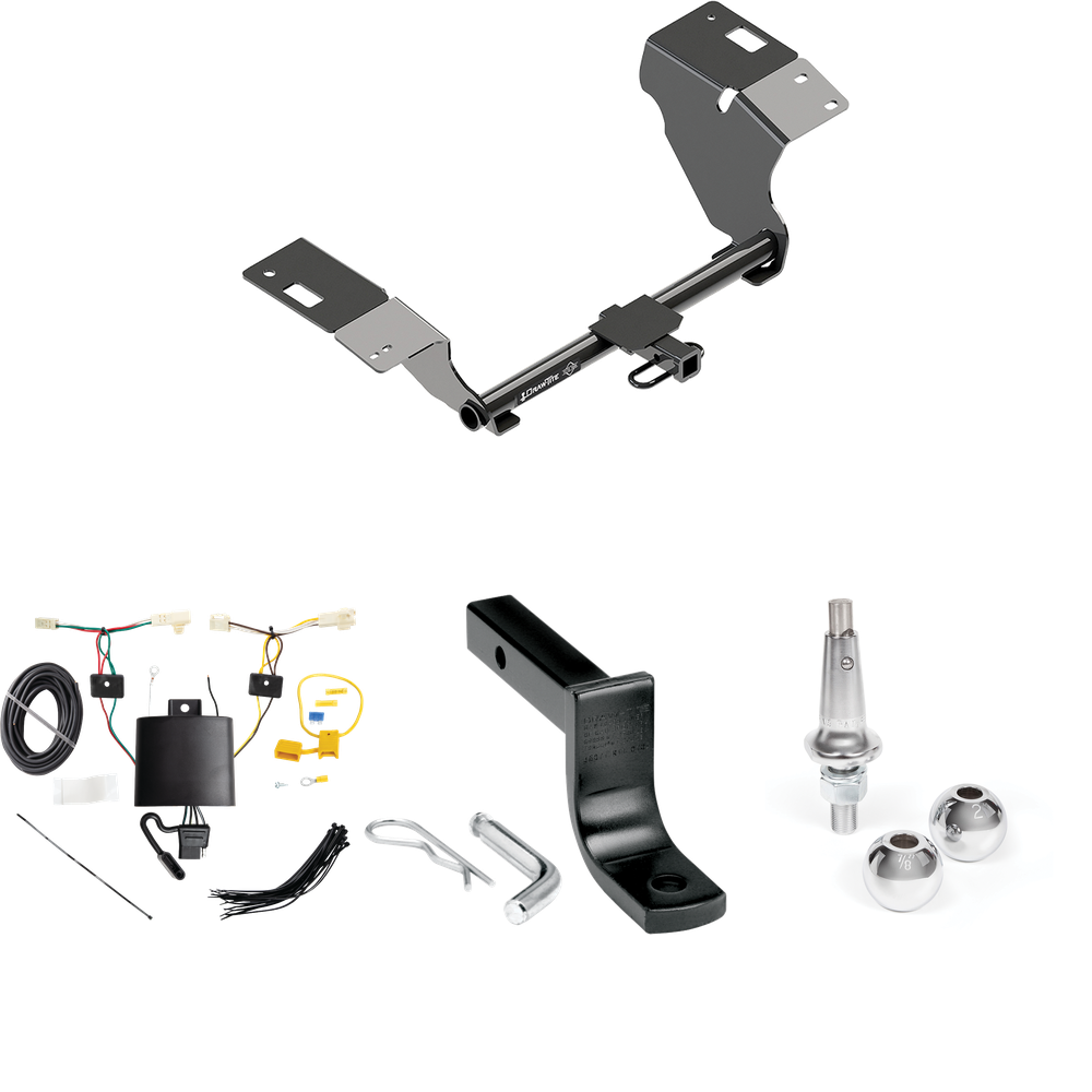 Fits 2019-2023 Lexus ES300h Trailer Hitch Tow PKG w/ 4-Flat Wiring Harness + Draw-Bar + Interchangeable 1-7/8" & 2" Balls By Draw-Tite