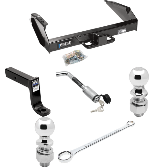 Fits 1987-1996 Ford F-250 Trailer Hitch Tow PKG w/ Ball Mount w/ 7-3/4" Drop + Hitch Lock + 2" Ball + 2-5/16" Ball + Ball Wrench + Ball Lube By Reese Towpower