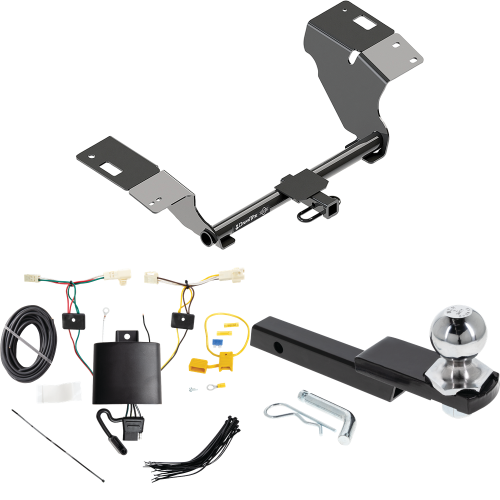 Fits 2019-2023 Lexus ES300h Trailer Hitch Tow PKG w/ 4-Flat Wiring Harness + Interlock Starter Kit w/ 2" Ball 1-1/4" Drop 3/4" Rise By Draw-Tite