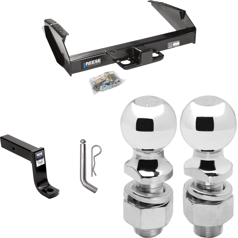 Fits 1997-1997 Ford F-250 HD Trailer Hitch Tow PKG w/ Ball Mount w/ 7-3/4" Drop + Pin/Clip + 2" Ball + 2-5/16" Ball By Reese Towpower