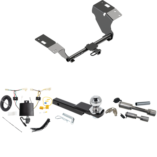 Fits 2019-2023 Lexus ES350 Trailer Hitch Tow PKG w/ 4-Flat Wiring Harness + Interlock Starter Kit w/ 2" Ball 1-1/4" Drop 3/4" Rise + Dual Hitch & Coupler Locks (Excludes: F Sport Models) By Draw-Tite