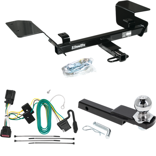 Fits 2006-2013 Chevrolet Impala Trailer Hitch Tow PKG w/ 4-Flat Wiring Harness + Interlock Starter Kit w/ 2" Ball 1-1/4" Drop 3/4" Rise By Draw-Tite