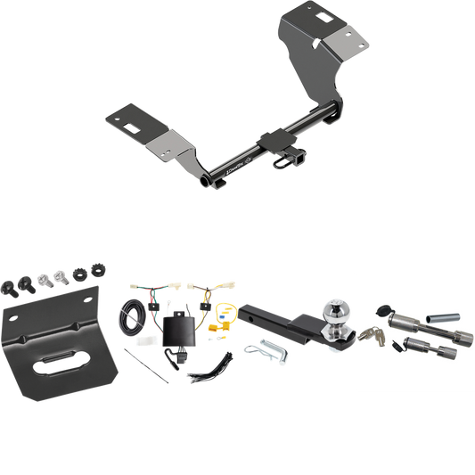 Fits 2019-2023 Lexus ES300h Trailer Hitch Tow PKG w/ 4-Flat Wiring Harness + Interlock Starter Kit w/ 2" Ball 1-1/4" Drop 3/4" Rise + Wiring Bracket + Dual Hitch & Coupler Locks By Draw-Tite