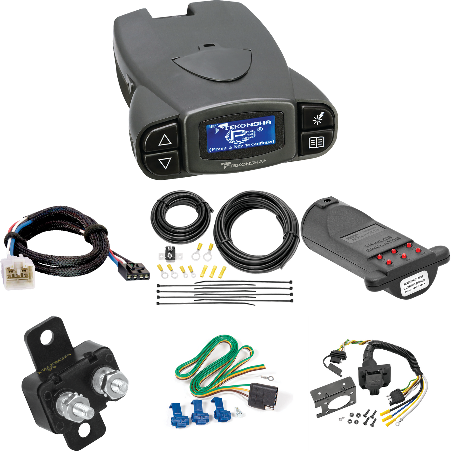 Compatible con cableado de 7 vías Toyota Tundra RV 2007-2014 + control de freno Tekonsha Prodigy P3 + adaptador BC Plug &amp; Play + probador de 7 vías y emulador de remolque de Reese Towpower