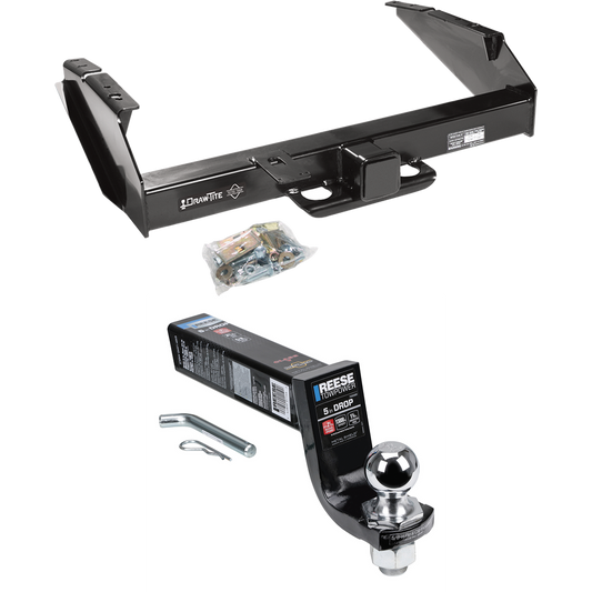 Fits 1987-1996 Ford F-350 Trailer Hitch Tow PKG w/ Interlock Ball Mount Starter Kit 5" Drop w/ 2" Ball By Draw-Tite