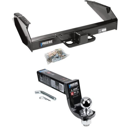 Fits 1987-1996 Ford F-250 Trailer Hitch Tow PKG w/ Interlock Ball Mount Starter Kit 5" Drop w/ 2" Ball By Reese Towpower