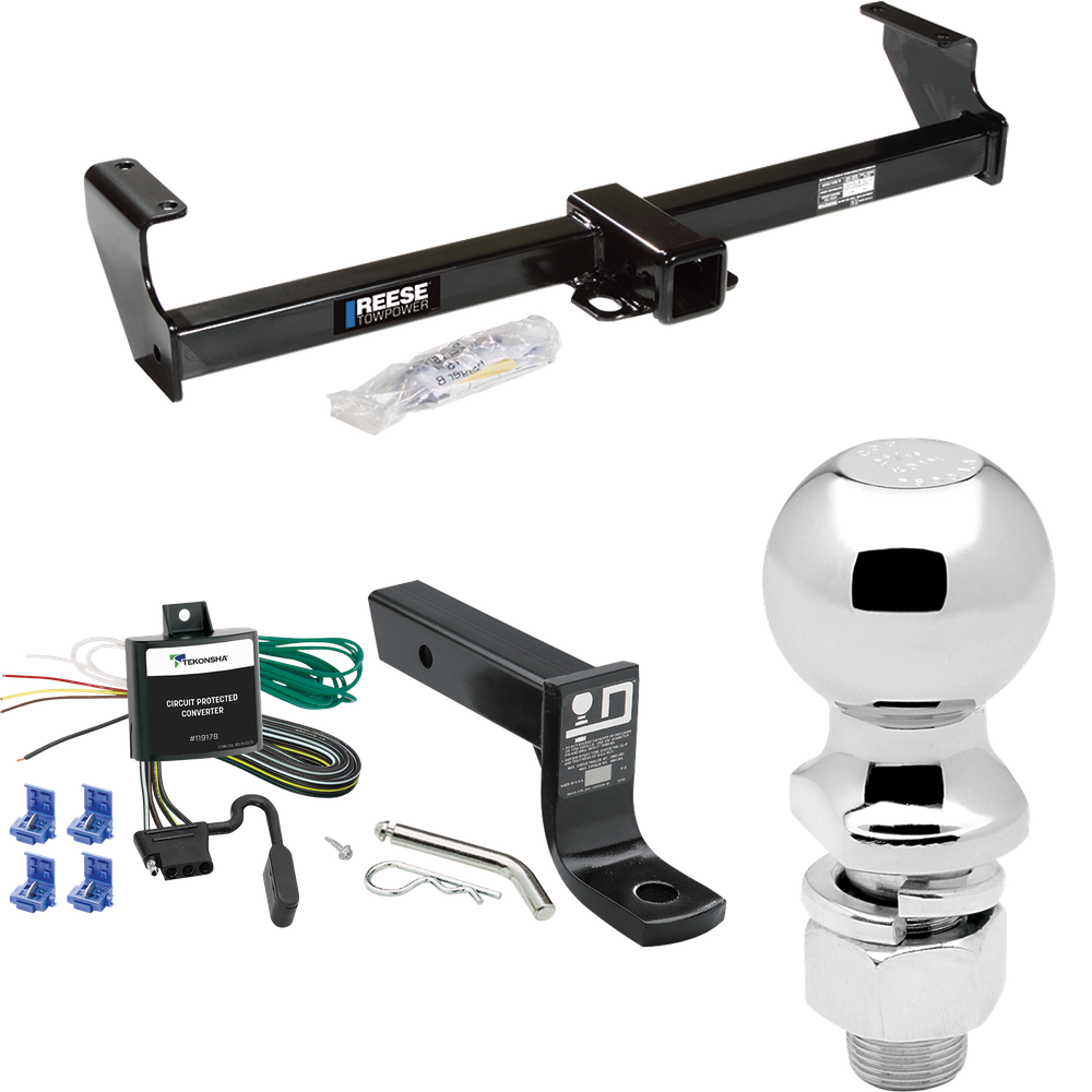 Fits 1999-2005 Suzuki Grand Vitara Trailer Hitch Tow PKG w/ 4-Flat Wiring + Ball Mount w/ 4" Drop + 2-5/16" Ball By Reese Towpower