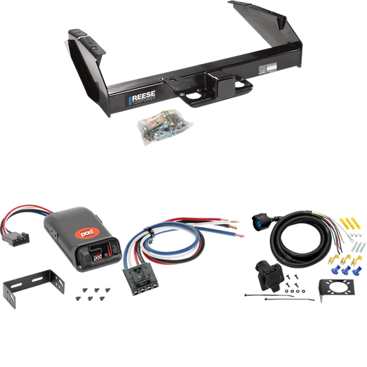 Fits 1980-1986 Ford F-350 Trailer Hitch Tow PKG w/ Pro Series POD Brake Control + Generic BC Wiring Adapter + 7-Way RV Wiring (Excludes: w/Custom Fascia Models) By Reese Towpower