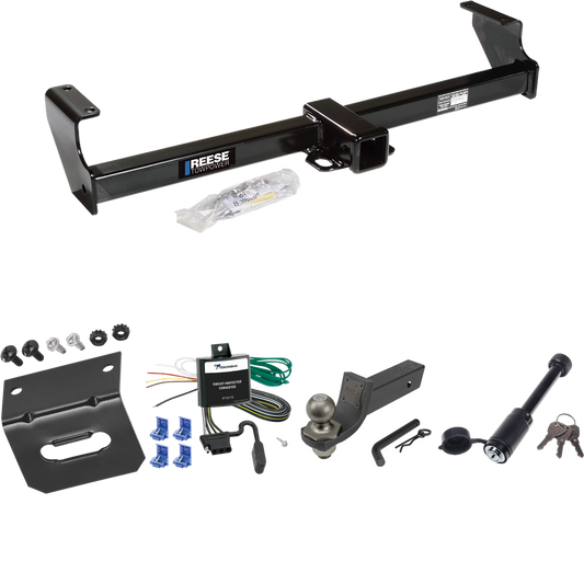 Se adapta al paquete de remolque con enganche para remolque Suzuki XL-7 2002-2006 con cableado de 4 planos + kit de inicio táctico de enclavamiento con caída de 2" y bola de 2" + bloqueo táctico de hueso de perro + soporte de cableado de Reese Towpower