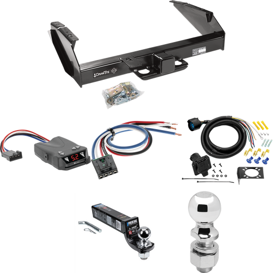 Fits 1987-1993 Ford F-250 Trailer Hitch Tow PKG w/ Tekonsha Brakeman IV Brake Control + Generic BC Wiring Adapter + 7-Way RV Wiring + 2" & 2-5/16" Ball & Drop Mount By Draw-Tite