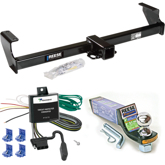 Fits 1999-2004 Suzuki Vitara Trailer Hitch Tow PKG w/ 4-Flat Wiring + Starter Kit Ball Mount w/ 2" Drop & 1-7/8" Ball By Reese Towpower