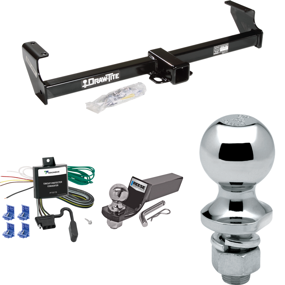 Fits 1999-2005 Suzuki Grand Vitara Trailer Hitch Tow PKG w/ 4-Flat Wiring + Starter Kit Ball Mount w/ 2" Drop & 2" Ball + 1-7/8" Ball By Draw-Tite