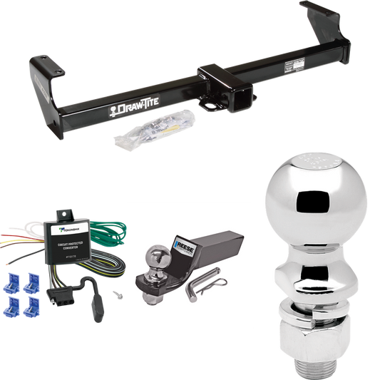 Fits 1999-2004 Suzuki Vitara Trailer Hitch Tow PKG w/ 4-Flat Wiring + Starter Kit Ball Mount w/ 2" Drop & 2" Ball + 2-5/16" Ball By Draw-Tite