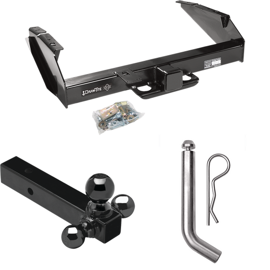 Fits 1987-1996 Ford F-350 Trailer Hitch Tow PKG w/ Triple Ball Ball Mount 1-7/8" & 2" & 2-5/16" Trailer Balls + Pin/Clip By Draw-Tite