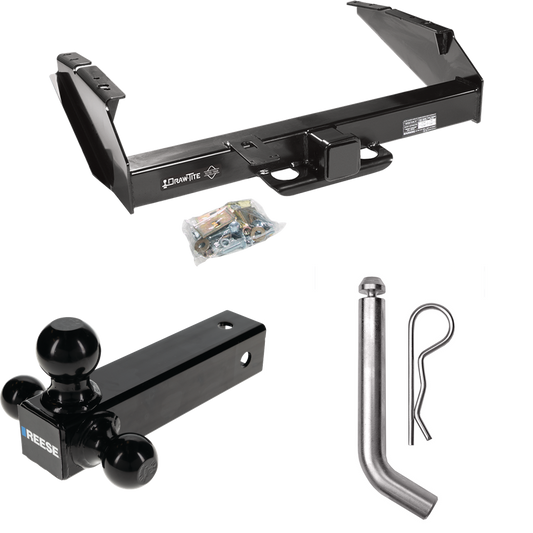 Fits 1980-1986 Ford F-250 Trailer Hitch Tow PKG w/ Triple Ball Ball Mount 1-7/8" & 2" & 2-5/16" Trailer Balls + Pin/Clip (Excludes: w/Custom Fascia Models) By Draw-Tite