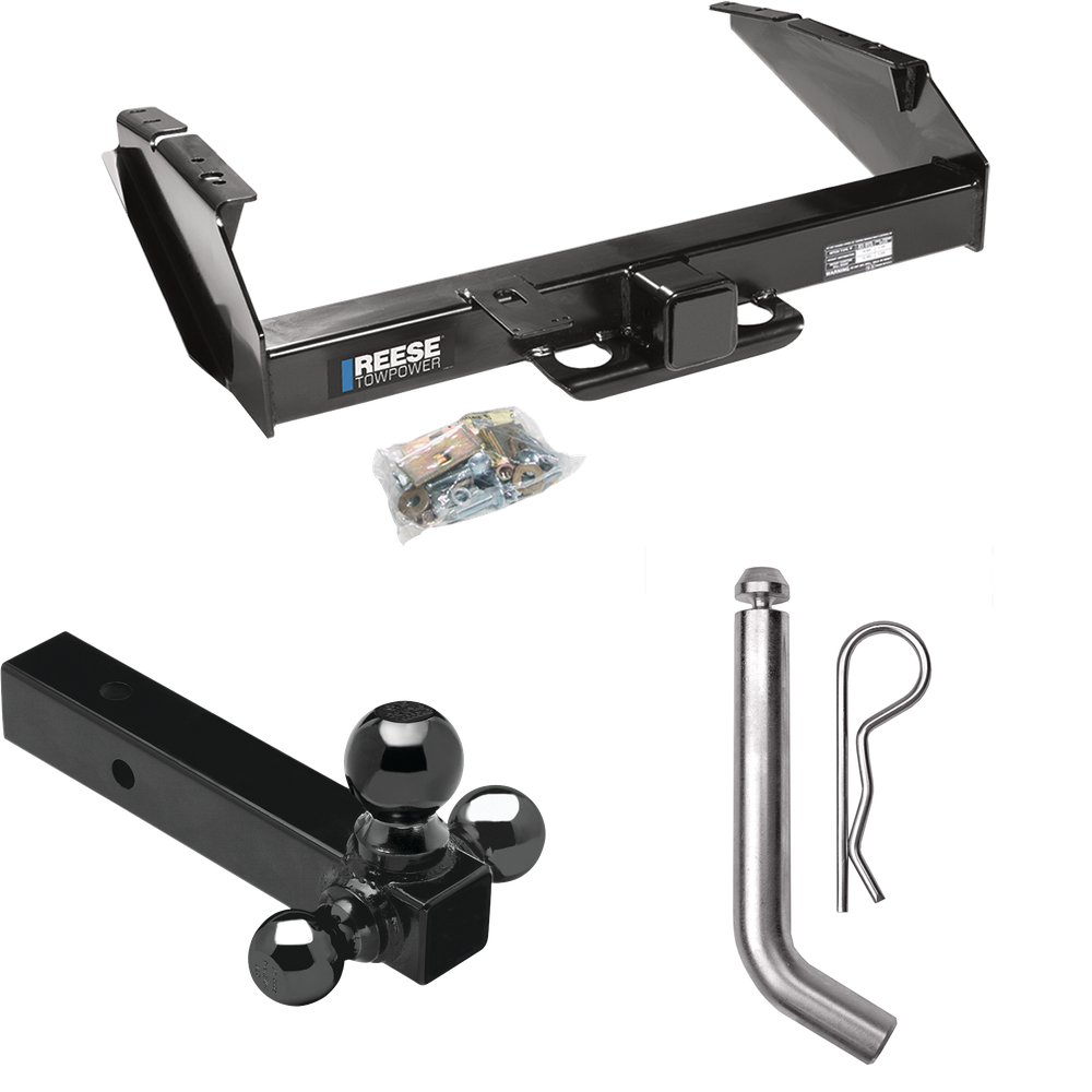 Fits 1987-1996 Ford F-350 Trailer Hitch Tow PKG w/ Triple Ball Ball Mount 1-7/8" & 2" & 2-5/16" Trailer Balls + Pin/Clip By Reese Towpower