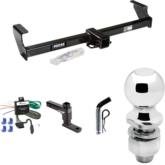 Fits 1999-2004 Chevrolet Tracker Trailer Hitch Tow PKG w/ 4-Flat Wiring Harness + Adjustable Drop Rise Ball Mount + Pin/Clip + 2" Ball By Reese Towpower