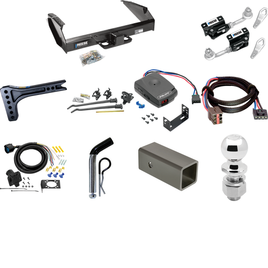 Fits 1997-1997 Ford F-350 Trailer Hitch Tow PKG w/ 15K Trunnion Bar Weight Distribution Hitch + Pin/Clip + Dual Cam Sway Control + 2-5/16" Ball + Pro Series Pilot Brake Control + Plug & Play BC Adapter + 7-Way RV Wiring (For Heavy Duty Models) By Ree