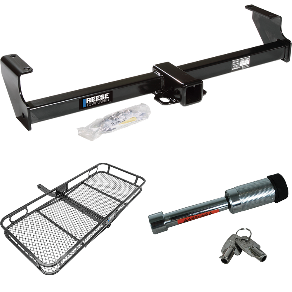 Fits 1999-2004 Suzuki Vitara Trailer Hitch Tow PKG w/ 60" x 24" Cargo Carrier + Hitch Lock By Reese Towpower