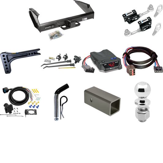 Fits 1994-1996 Ford F-250 Trailer Hitch Tow PKG w/ 15K Trunnion Bar Weight Distribution Hitch + Pin/Clip + Dual Cam Sway Control + 2-5/16" Ball + Tekonsha BRAKE-EVN Brake Control + Plug & Play BC Adapter + 7-Way RV Wiring By Draw-Tite