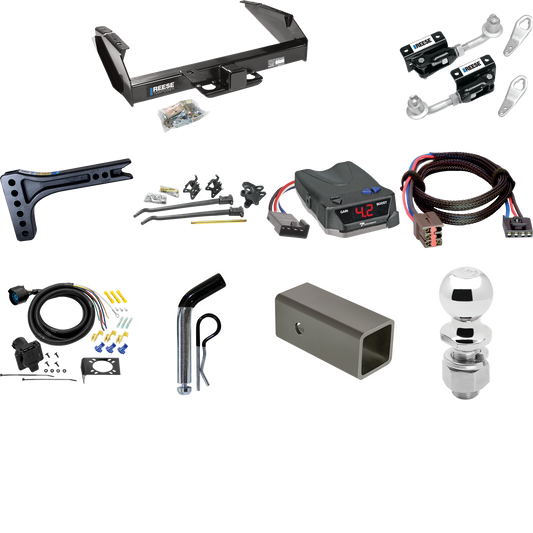 Fits 1994-1996 Ford F-250 Trailer Hitch Tow PKG w/ 15K Trunnion Bar Weight Distribution Hitch + Pin/Clip + Dual Cam Sway Control + 2-5/16" Ball + Tekonsha BRAKE-EVN Brake Control + Plug & Play BC Adapter + 7-Way RV Wiring By Reese Towpower