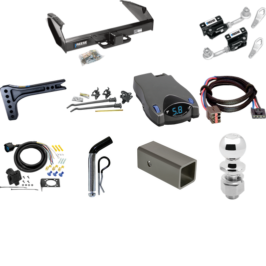 Fits 1994-1996 Ford F-250 Trailer Hitch Tow PKG w/ 15K Trunnion Bar Weight Distribution Hitch + Pin/Clip + Dual Cam Sway Control + 2-5/16" Ball + Tekonsha Prodigy P2 Brake Control + Plug & Play BC Adapter + 7-Way RV Wiring By Reese Towpower