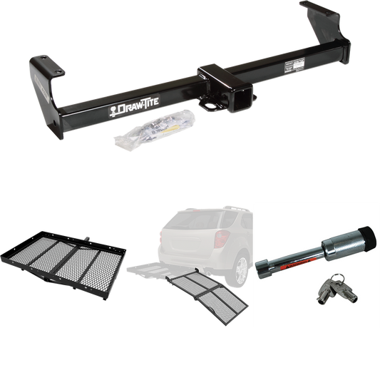 Fits 1999-2004 Suzuki Vitara Trailer Hitch Tow PKG w/ Cargo Carrier + Bi-Fold Ramp + Hitch Lock By Draw-Tite