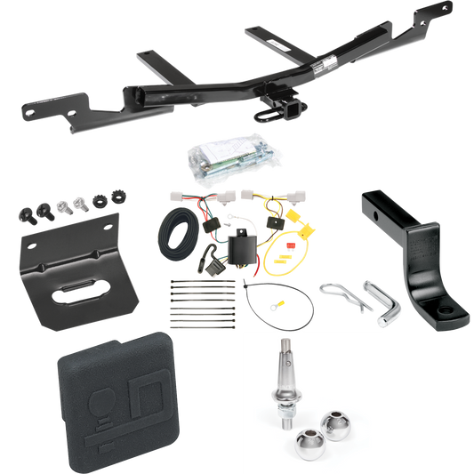 Se adapta al paquete de enganche de remolque Lexus ES350 2007-2012 con arnés de cableado de 4 planos + barra de tracción + bolas intercambiables de 1-7/8" y 2" + soporte de cableado + cubierta de enganche de Draw-Tite