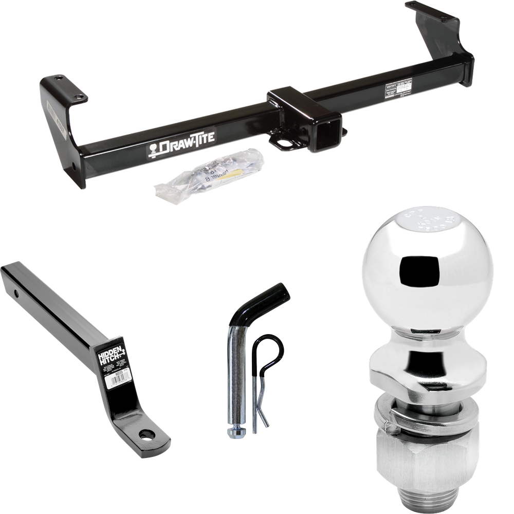 Fits 1999-2004 Suzuki Vitara Trailer Hitch Tow PKG w/ Extended 16" Long Ball Mount w/ 4" Drop + Pin/Clip + 2" Ball By Draw-Tite