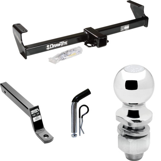 Fits 1999-2004 Suzuki Vitara Trailer Hitch Tow PKG w/ Extended 16" Long Ball Mount w/ 4" Drop + Pin/Clip + 2" Ball By Draw-Tite