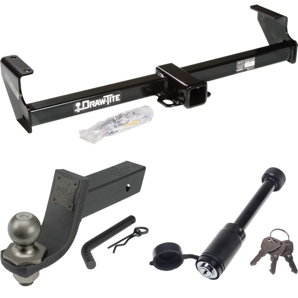 Fits 1999-2005 Suzuki Grand Vitara Trailer Hitch Tow PKG + Interlock Tactical Starter Kit w/ 3-1/4" Drop & 2" Ball + Tactical Dogbone Lock By Draw-Tite