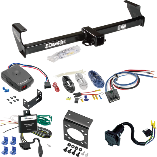 Fits 1999-2004 Chevrolet Tracker Trailer Hitch Tow PKG w/ Pro Series Pilot Brake Control + Generic BC Wiring Adapter + 7-Way RV Wiring By Draw-Tite