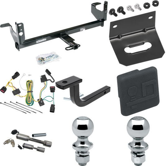 Fits 2008-2012 Chevrolet Malibu Trailer Hitch Tow PKG w/ 4-Flat Wiring Harness + Draw-Bar + 1-7/8" + 2" Ball + Wiring Bracket + Hitch Cover + Dual Hitch & Coupler Locks (Excludes: LTZ Models) By Draw-Tite