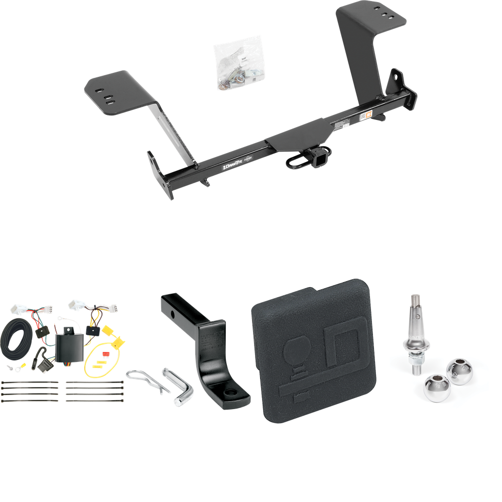 Fits 2013-2018 Lexus ES350 Trailer Hitch Tow PKG w/ 4-Flat Wiring Harness + Draw-Bar + Interchangeable 1-7/8" & 2" Balls + Hitch Cover (Excludes: Hybrid Models) By Draw-Tite