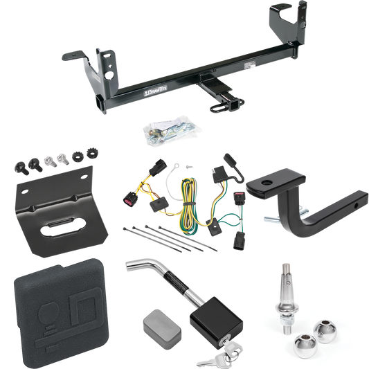 Fits 2008-2012 Chevrolet Malibu Trailer Hitch Tow PKG w/ 4-Flat Wiring Harness + Draw-Bar + Interchangeable 1-7/8" & 2" Balls + Wiring Bracket + Hitch Cover + Hitch Lock (Excludes: LTZ Models) By Draw-Tite