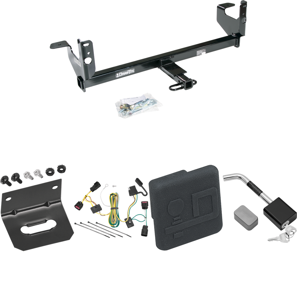 Se adapta al paquete de enganche de remolque Chevrolet Malibu 2008-2012 con arnés de cableado plano de 4 + cubierta de enganche + bloqueo de enganche (excluye: modelos LTZ) de Draw-Tite