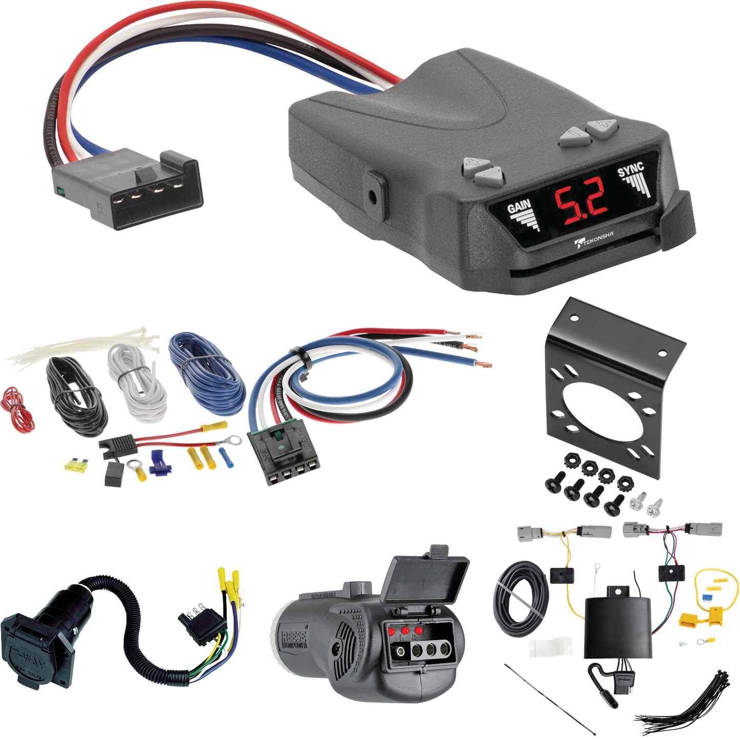 Fits 2021-2023 Chevrolet Trailblazer 7-Way RV Wiring + Tekonsha Brakeman IV Brake Control + Generic BC Wiring Adapter + 2 in 1 Tester & 7-Way to 4-Way Adapter (Excludes: w/LED Taillights Models) By Tekonsha