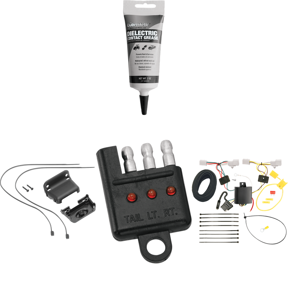 Tekonsha se adapta al arnés de cableado del remolque del extremo del vehículo de 4 planos Lexus ES350 2007-2012 + soporte de cableado + probador de cableado + grasa eléctrica