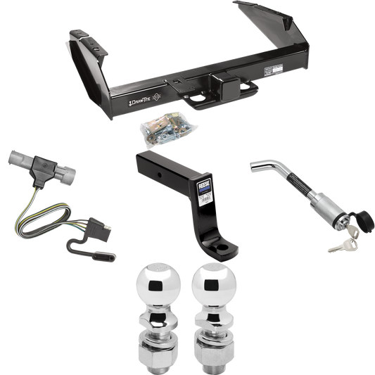 Fits 1997-1997 Ford F-350 Trailer Hitch Tow PKG w/ 4-Flat Wiring Harness + Ball Mount w/ 7-3/4" Drop + Hitch Lock + 2" Ball + 2-5/16" Ball (For Heavy Duty Models) By Draw-Tite