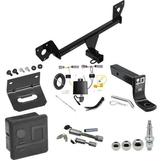 Fits 2021-2023 Chevrolet Trailblazer Trailer Hitch Tow PKG w/ 4-Flat Wiring + Ball Mount w/ 4" Drop + Interchangeable Ball 1-7/8" & 2" & 2-5/16" + Wiring Bracket + Dual Hitch & Coupler Locks + Hitch Cover (Excludes: w/LED Taillights Models) By Draw-T