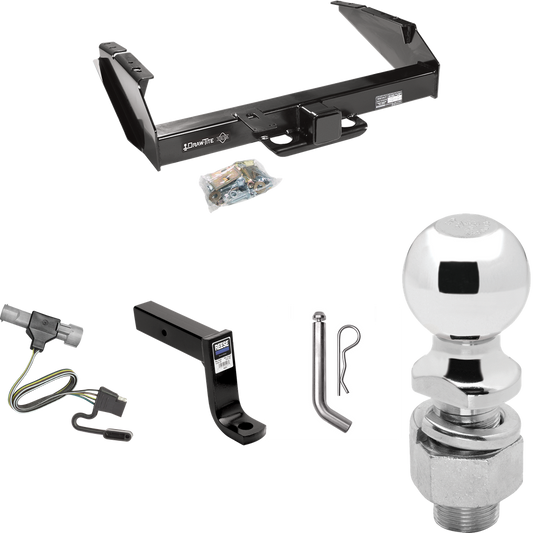 Fits 1997-1997 Ford F-250 HD Trailer Hitch Tow PKG w/ 4-Flat Wiring Harness + Ball Mount w/ 7-3/4" Drop + Pin/Clip + 2-5/16" Ball By Draw-Tite