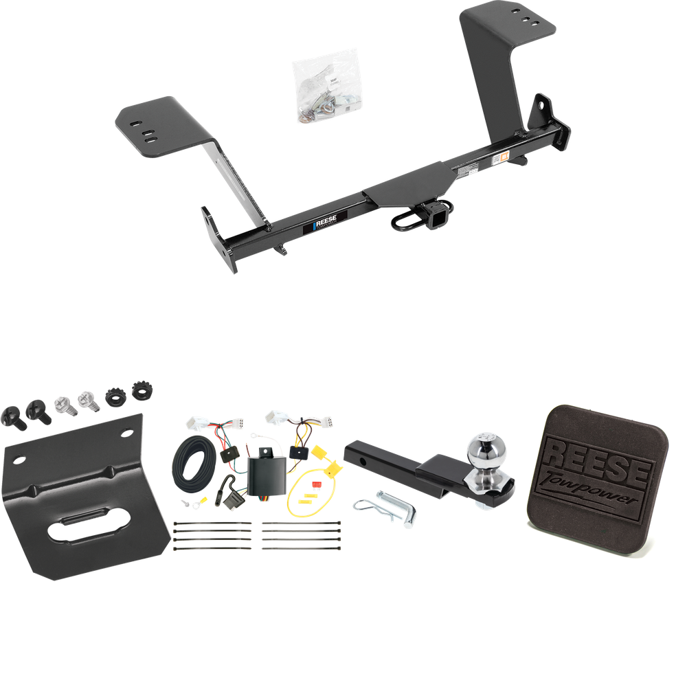 Fits 2013-2018 Lexus ES350 Trailer Hitch Tow PKG w/ 4-Flat Wiring Harness + Interlock Starter Kit w/ 2" Ball 1-1/4" Drop 3/4" Rise + Wiring Bracket + Hitch Cover (Excludes: Hybrid Models) By Reese Towpower