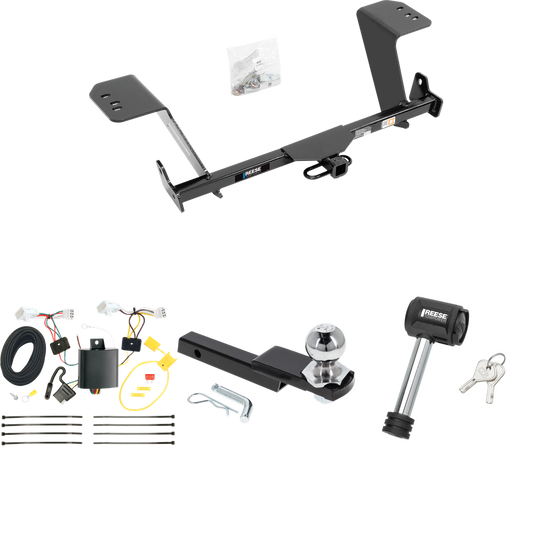 Fits 2013-2018 Lexus ES350 Trailer Hitch Tow PKG w/ 4-Flat Wiring Harness + Interlock Starter Kit w/ 2" Ball 1-1/4" Drop 3/4" Rise + Hitch Lock (Excludes: Hybrid Models) By Reese Towpower