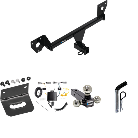 Fits 2021-2023 Chevrolet Trailblazer Trailer Hitch Tow PKG w/ 4-Flat Wiring Harness + Triple Ball Ball Mount 1-7/8" & 2" & 2-5/16" Trailer Balls + Pin/Clip + Wiring Bracket (Excludes: w/LED Taillights Models) By Reese Towpower