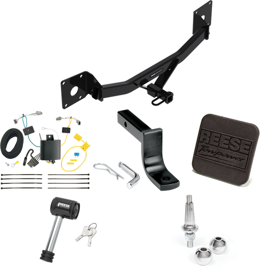 Fits 2016-2023 Chevrolet Malibu Trailer Hitch Tow PKG w/ 4-Flat Wiring Harness + Draw-Bar + Interchangeable 1-7/8" & 2" Balls + Hitch Cover + Hitch Lock (Excludes: Premier (New Body Style) Models) By Reese Towpower