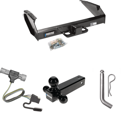 Fits 1997-1997 Ford F-250 HD Trailer Hitch Tow PKG w/ 4-Flat Wiring Harness + Triple Ball Ball Mount 1-7/8" & 2" & 2-5/16" Trailer Balls + Pin/Clip By Reese Towpower