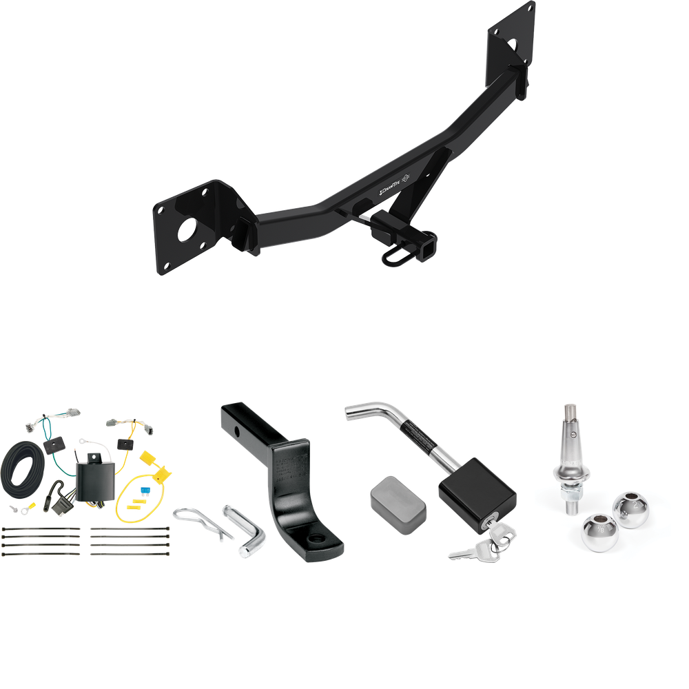 Fits 2016-2023 Chevrolet Malibu Trailer Hitch Tow PKG w/ 4-Flat Wiring Harness + Draw-Bar + Interchangeable 1-7/8" & 2" Balls + Hitch Lock (Excludes: Premier (New Body Style) Models) By Draw-Tite