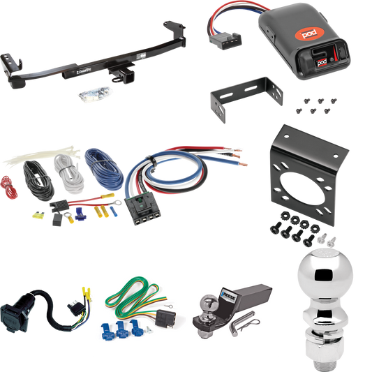 Fits 2008-2009 Mercury Sable Trailer Hitch Tow PKG w/ Pro Series POD Brake Control + Generic BC Wiring Adapter + 7-Way RV Wiring + 2" & 2-5/16" Ball & Drop Mount (For Sedan Models) By Draw-Tite